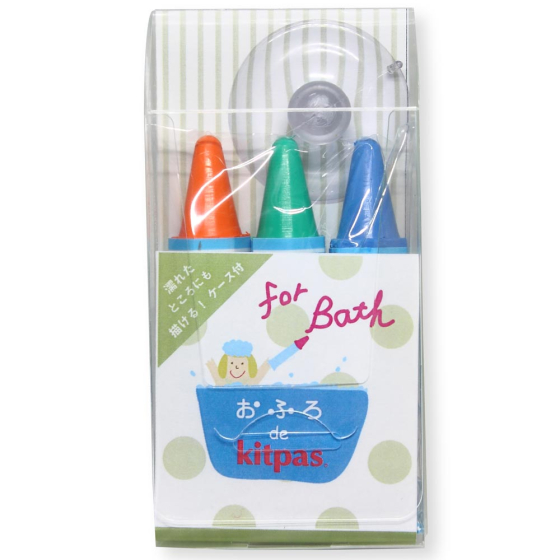 Kitpas Bath Coloured Rice Wax Crayons 3 Pack - Orange, Green, Blue
