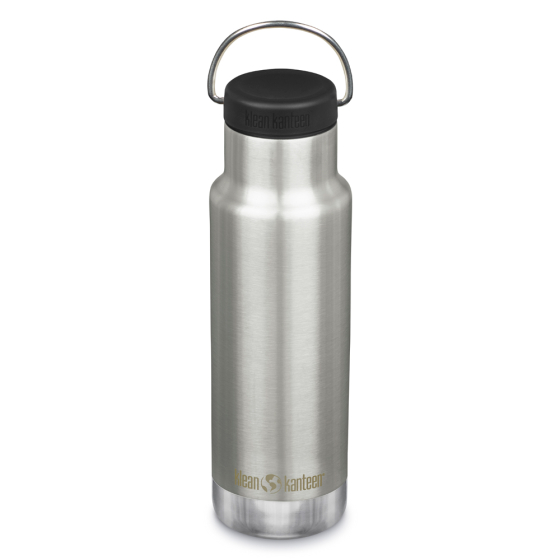 Klean Kanteen 12oz stainless steel insulated classic narrow drinks bottle on a white background