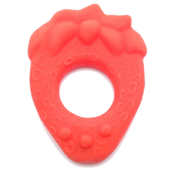 Lanco Strawberry teether toy pictured on a plain background 