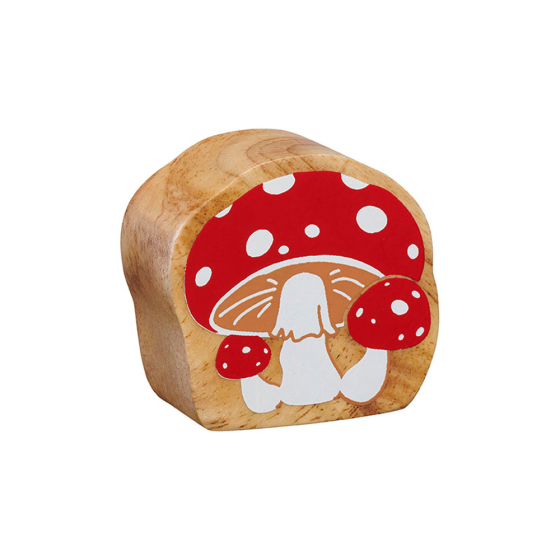 Front of the Lanka Kade handmade wooden toadstool toy on a white background