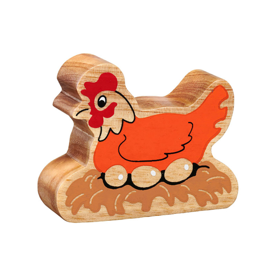 Lanka Kade handmade wooden hen on a nest toy figure on a white background