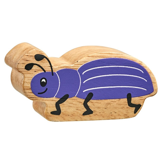 The Lanka Kade wooden purple beetle toy figure on a white background
