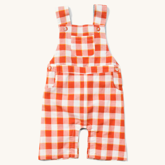 LGR Soft Red Checkered Short Dungarees