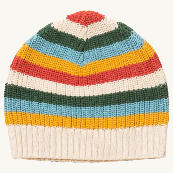 LGR Rainbow Striped Beanie Hat on a plain background.