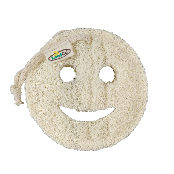 LoofCo Bath Time Smile Loofah pictured on a plain white background
