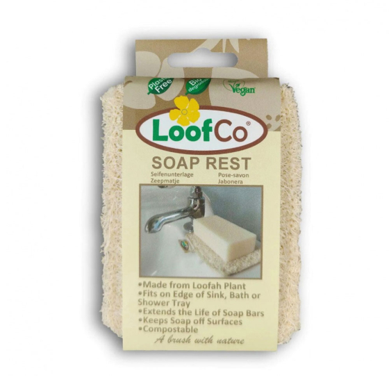 LoofCo Loofah Soap Rest pictured on a plain white background 