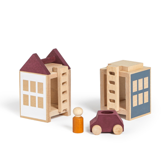 Lubulona eco-friendly wooden autumnvale mini toy town set on a white background