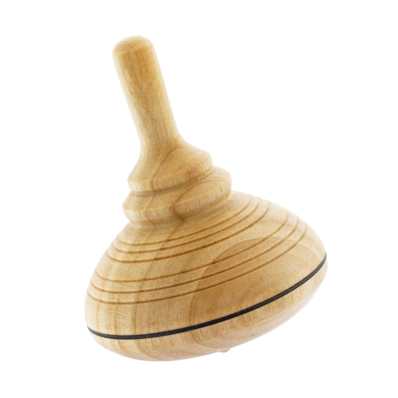 Mader plastic-free classic wooden spinning top on a white background