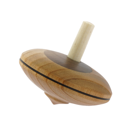 Mader handmade wooden nonna spinning top on a white background