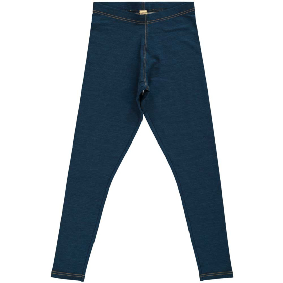 Maxomorra, organic leggings for adults are a lovely rich indigo colour with contrasting stitching for that denim look. On white background