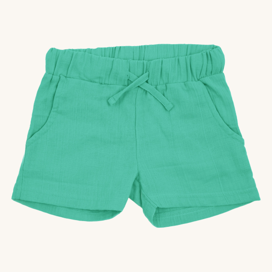 Maxomorra Solid Green Muslin Shorts