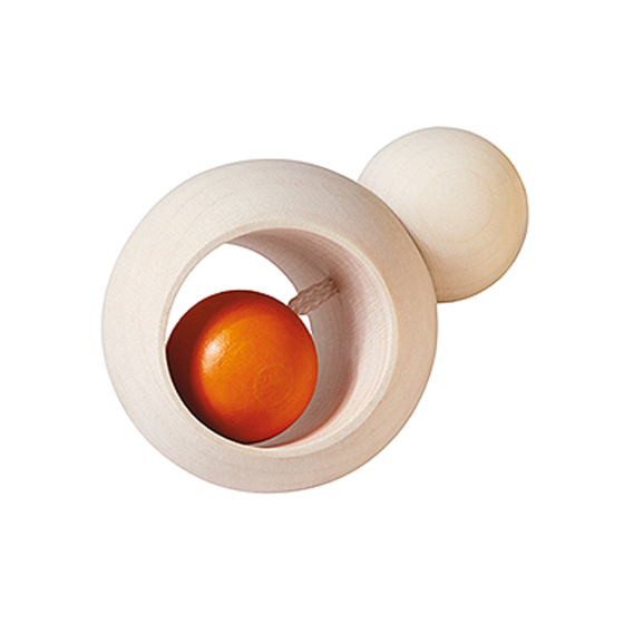 Naef Sola premium wooden baby rattle teether toy on a white background