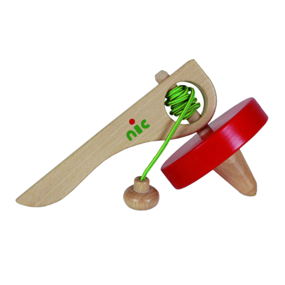 Nic plastic-free wooden super spinning top toy on a white background