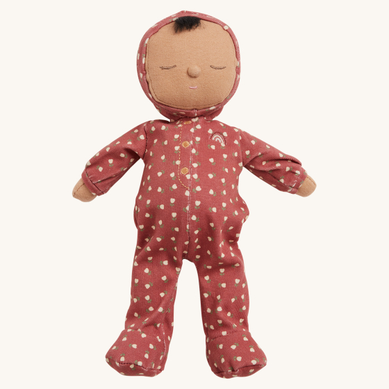 Olli Ella Dozy Dinkum Doll Pie in red outfit with white tulip flower print
