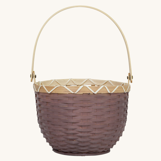 Olli Ella Small Berry Purple Blossom Basket pictured on a plain beige background