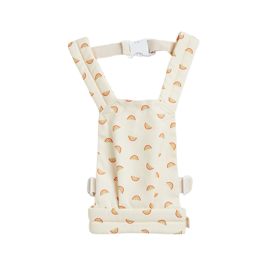 Olli ella eco-friendly dinkum doll soft toy rainbow baby carrier accessory on a white background