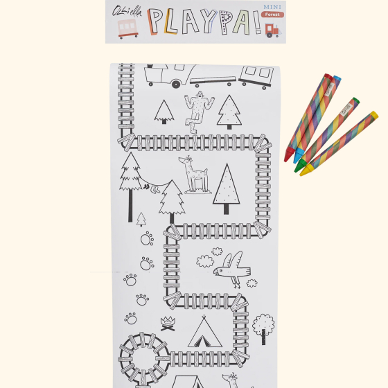Olli Ella Playpa Children's Colouring Paper Roll Travel Pack  -  Forest Design on a plain background.