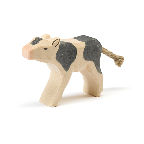 Ostheimer eco-friendly wooden black drinking calf animal toy on a white background