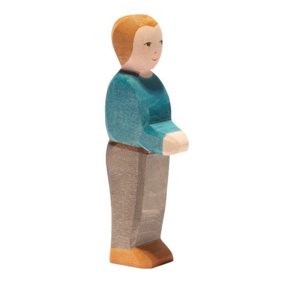 Ostheimer plastic-free wooden father toy figure with white skin on a white background