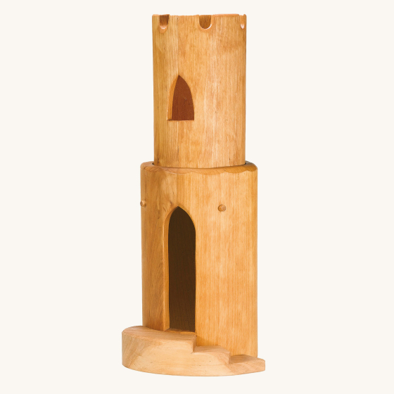 Otheimer wooden castle tower toy on a beige background