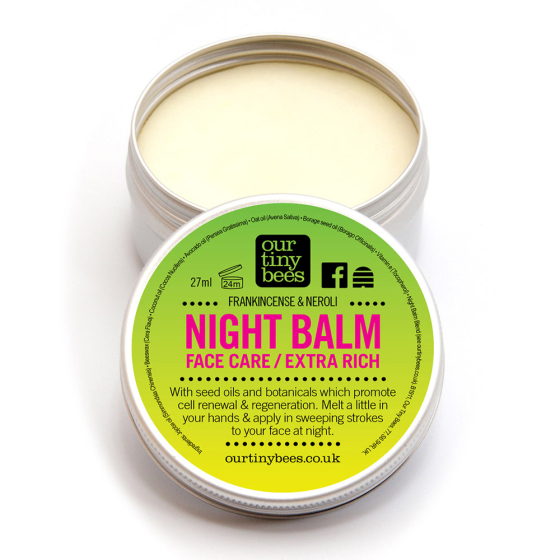 Our Tiny Bees Beeswax Night Balm - Face Balm in tin on white background