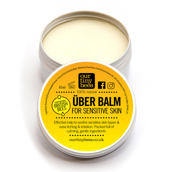 Our Tiny Bees Beeswax uber skin Balm in tin on white background