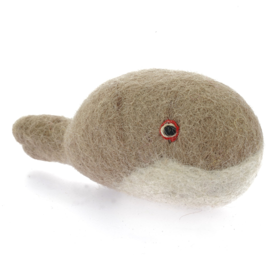 Papoose handmade felt fish toy figure on a white background