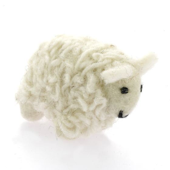 Papoose handmade felt sheep toy figure on a white background