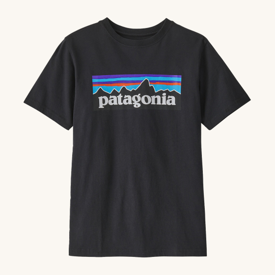 Patagonia Kids P-6 Logo Regenerative T-shirt - Ink Black