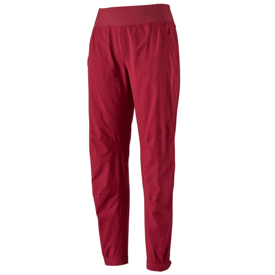 Picture of the Patagonia Caliza red rock pants. Picture has a white background.