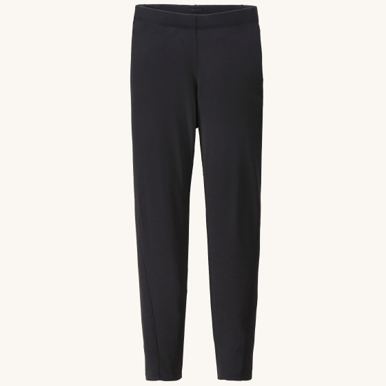 Patagonia Kid's Capilene Midweight Base Layer Bottoms - Black on a plain background.