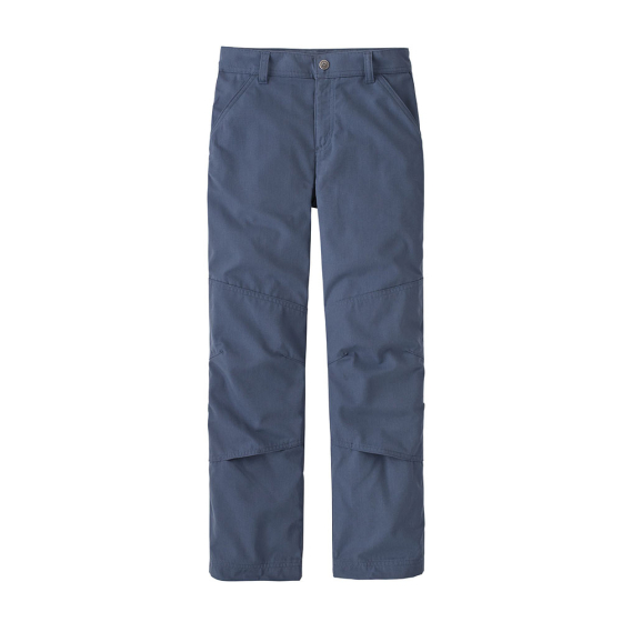 Patagonia kids durable hike pants in dolomite blue on a white background