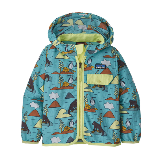 Patagonia little kids iggy blue baggies jacket on a white background