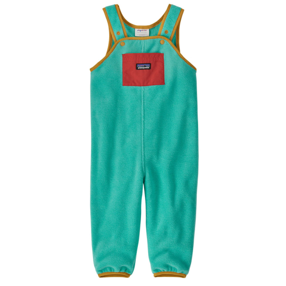 Patagonia Little Kids Synchilla® Fleece Overalls in a Fresh Teal colour on a plain white background