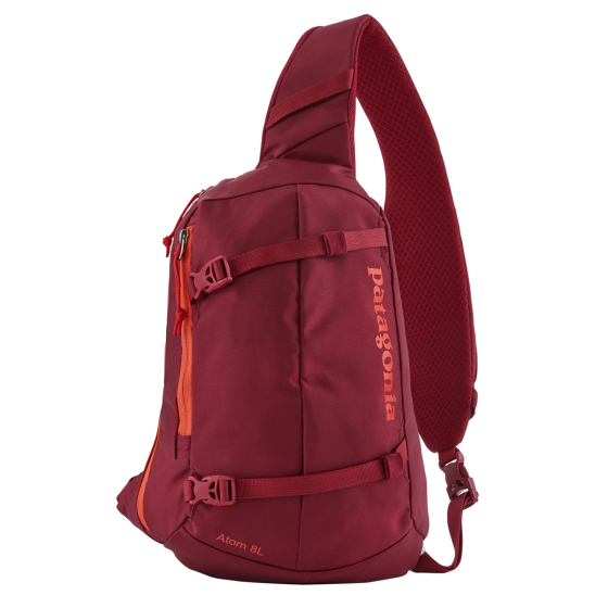 Patagonia Roamer red colour Atom Sling 8L bag pictured on a plain white background