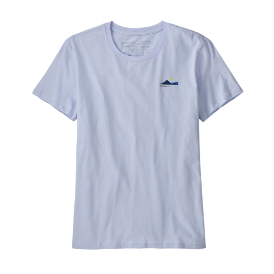 Front of the Patagonia eco-friendly organic cotton Going Gone t-shirt in the beluga colour laid out on a white background