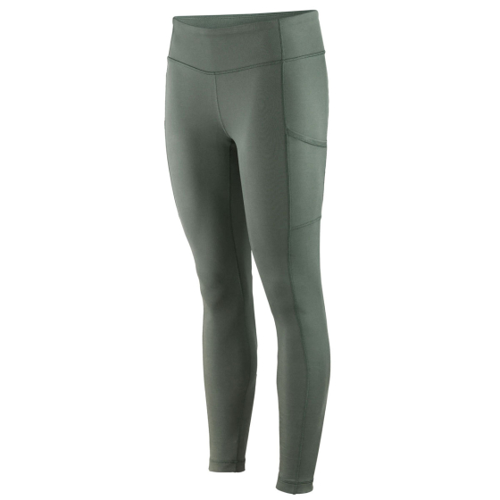 Patagonia Women's Pack Out Tights in a Hemlock Green colour pictured on a plain white background