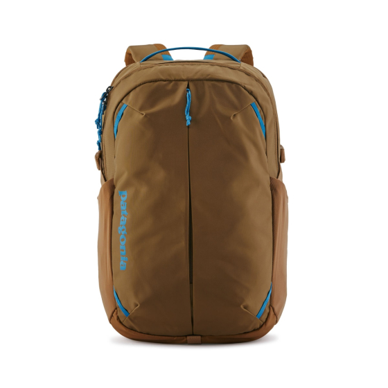The Patagonia Refugio Day Pack 26L in Coriander Brown, stood upright on white background
