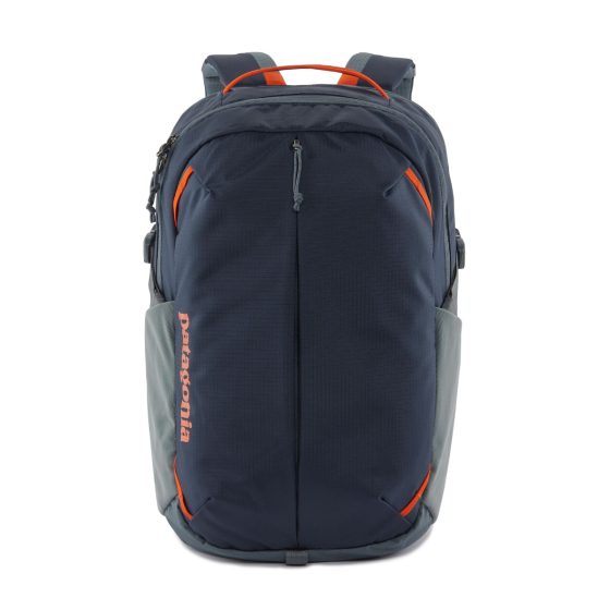 Patagonia Refugio Day Pack 26L in Tidepool Blue, stood upright with white background
