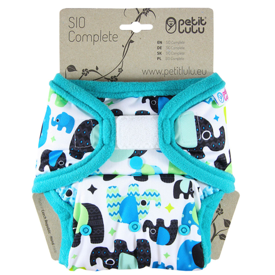 Petit Lulu SIO Complete Nappy H&L - Blue baby elephant