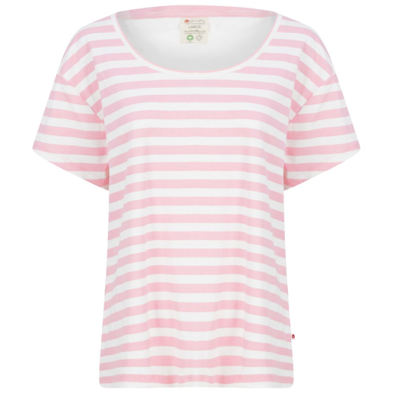 pink and white striped organic cotton women's  t-shirt  from piccalilly