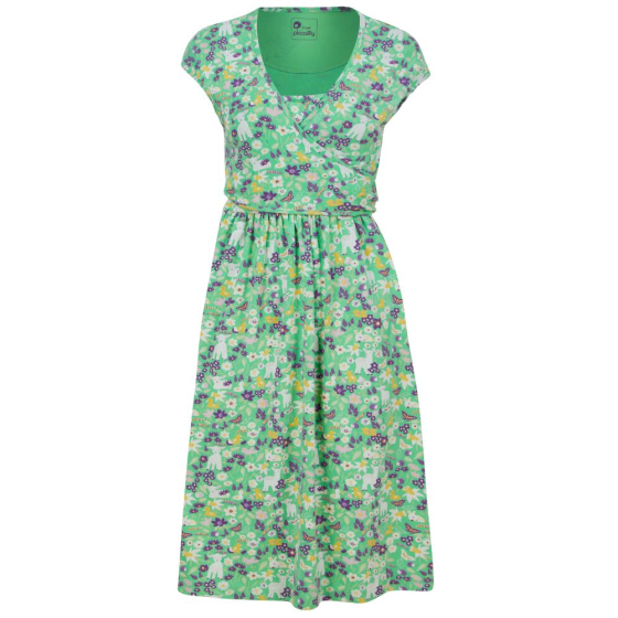 green organic cotton women's dress with the spring meadow print from piccalilly