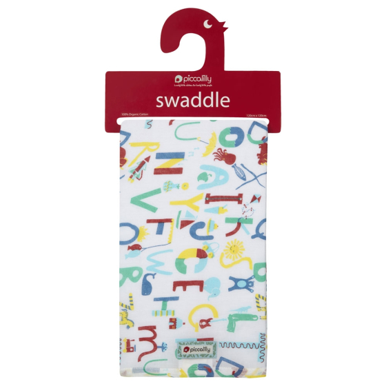 Piccalilly Alphabet Print Muslin Swaddle