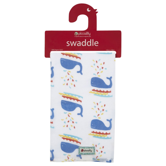 Piccalilly Whale Print Muslin Swaddle