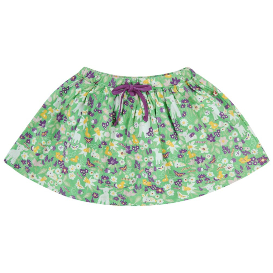 green organic cotton skort with the spring meadow print from piccalilly