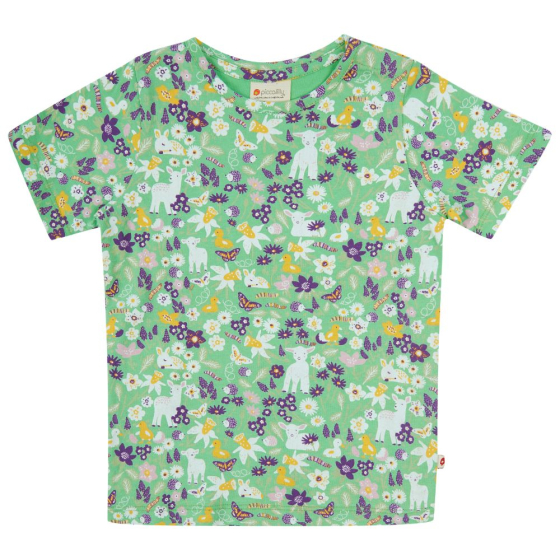 green children organic cotton t-shirt with the spring meadow print from piccalilly