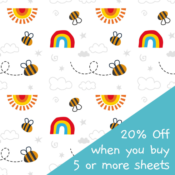 Babipur Rainbow Bees Wrapping Paper