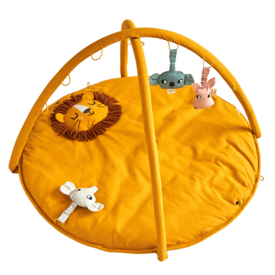 Roommate Baby Gym in a Lion design pictured on a plain background 