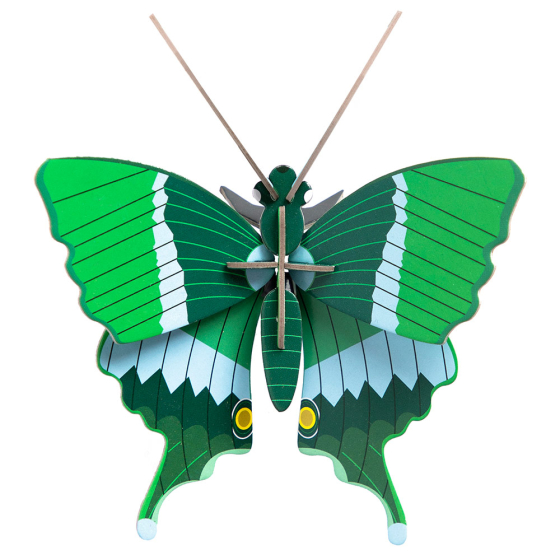 Studio Roof recyclable and biodegradable jade green swallowtail butterfly wall art on white background