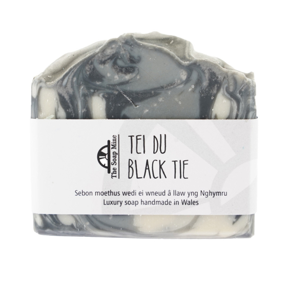 The Soap Mine Black Tie Fragrance Oil Soap Bar 100g on white background